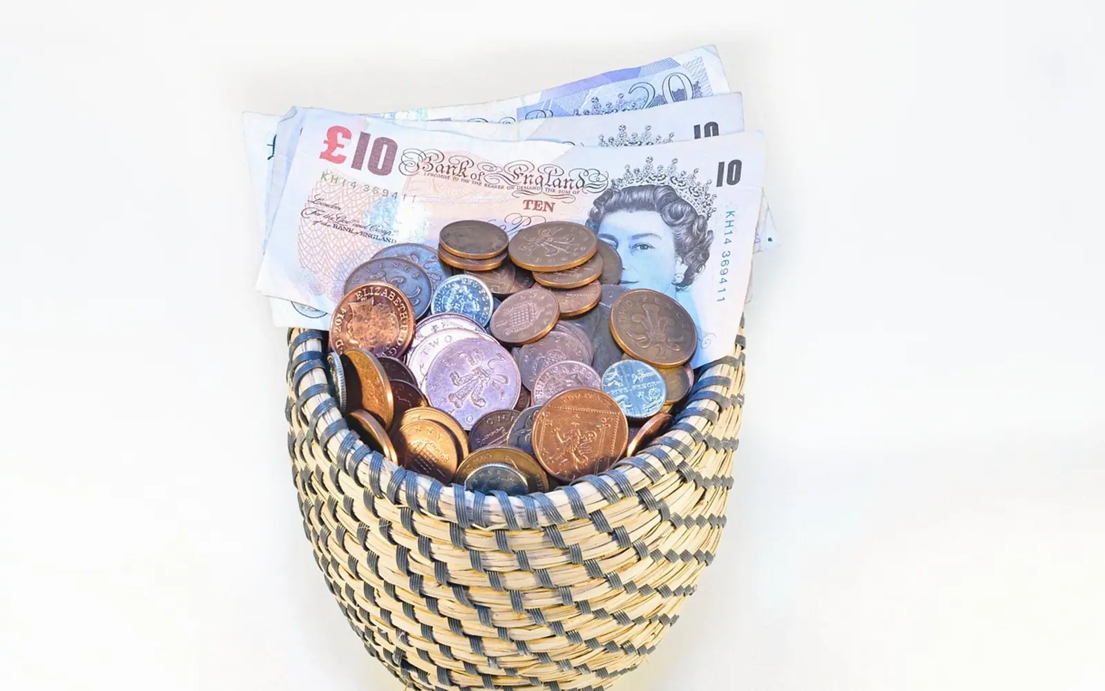 Shopping cart, money and banknotes